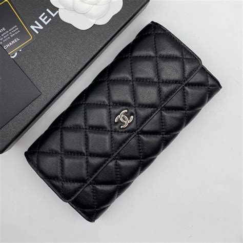 chanel กระเป าสตางค bi fold wallet black caviar shw|CHANEL .